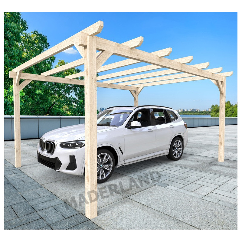 Carport autoportant en bois lamellé-collé 600x300cm Rouen – Maderland