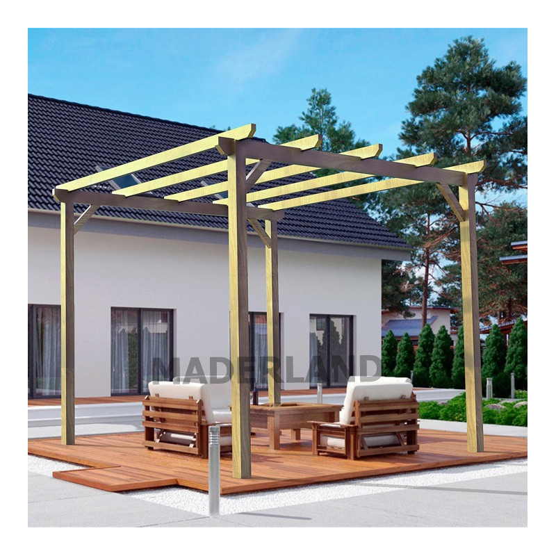Pergola en bois massif traité autoclave 300x300cm Le Havre – Maderland