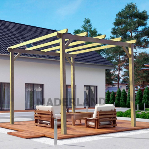 Pergola en bois massif traité autoclave 300x300cm Le Havre – Maderland