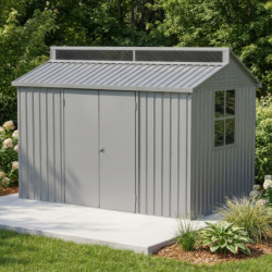Abri de jardin en aluminium gris avec puits de lumière 4,33m² + kit fondation - DURAMAX