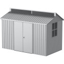 Abri de jardin en aluminium gris avec puits de lumière 4,33m² + kit fondation - DURAMAX