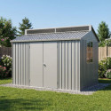 Abri de jardin en aluminium gris avec puits de lumière 4,33m² + kit fondation - DURAMAX