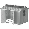 Abri de jardin en aluminium gris avec puits de lumière 5,33m² + kit fondation - DURAMAX	