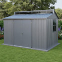 Abri de jardin en aluminium gris avec puits de lumière 7,27m² + kit fondation - DURAMAX