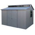 Abri de jardin en aluminium gris avec puits de lumière 7,27m² + kit fondation - DURAMAX