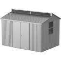 Abri de jardin en aluminium gris avec puits de lumière 7,27m² + kit fondation - DURAMAX