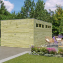 Garage Qube 15,3m² en bois traité autoclave + fenêtre – Gardenas