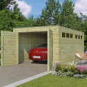 Garage Qube 15,3m² en bois traité autoclave + fenêtre – Gardenas