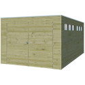 Garage Qube 15,3m² en bois traité autoclave + fenêtre – Gardenas