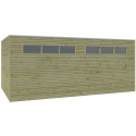 Garage Qube 15,3m² en bois traité autoclave + fenêtre – Gardenas
