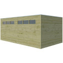 Garage Qube 15,3m² en bois traité autoclave + fenêtre – Gardenas