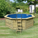 Piscine octogonale en bois Ø400xH111cm liner bleu Pool X1 - Karibu