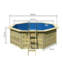 Piscine octogonale en bois Ø400xH111cm liner bleu Pool X1 - Karibu