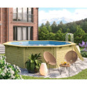 Piscine octogonale en bois Ø470xH111cm liner bleu Pool X2 - Karibu