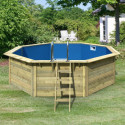 Piscine octogonale en bois Ø470xH111cm liner bleu Pool X2 - Karibu