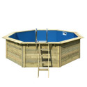 Piscine octogonale en bois Ø470xH111cm liner bleu Pool X2 - Karibu