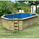 Piscine octogonale en bois Ø633xH111cm liner bleu Pool X4 - Karibu