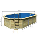 Piscine octogonale en bois Ø633xH111cm liner bleu Pool X4 - Karibu