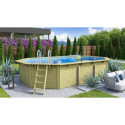 Piscine octogonale en bois Ø633xH111cm liner bleu Pool X4 - Karibu