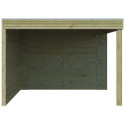 Garage Qube 15,3m² + extension 300cm en bois traité autoclave + fenêtre – Gardenas