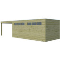 Garage Qube 15,3m² + extension 300cm en bois traité autoclave + fenêtre – Gardenas
