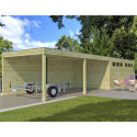 Garage Qube 15,3m² + extension 600cm en bois traité autoclave + fenêtre – Gardenas
