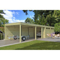 Garage Qube 15,3m² + extension 600cm en bois traité autoclave + fenêtre – Gardenas