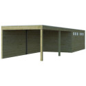 Garage Qube 15,3m² + extension 600cm en bois traité autoclave + fenêtre – Gardenas