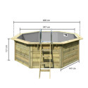 Piscine octogonale en bois Ø400xH111cm liner gris Pool X1 - Karibu
