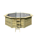 Piscine octogonale en bois Ø400xH111cm liner gris Pool X1 - Karibu
