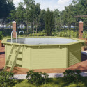 Piscine octogonale en bois Ø470xH111cm liner gris Pool X2 - Karibu