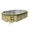 Piscine octogonale en bois Ø633xH111cm liner gris Pool X4 - Karibu