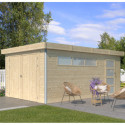 Garage Kasuko 17,39m² en bois massif 28mm + 2 portes et fenêtre – Gardenas