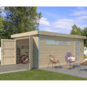 Garage Kasuko 17,39m² en bois massif 28mm + 2 portes et fenêtre – Gardenas