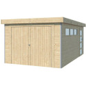 Garage Kasuko 17,39m² en bois massif 28mm + 2 portes et fenêtre – Gardenas
