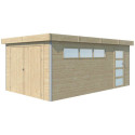 Garage Kasuko 17,39m² en bois massif 28mm + 2 portes et fenêtre – Gardenas