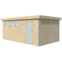 Garage Kasuko 17,39m² en bois massif 28mm + 2 portes et fenêtre – Gardenas