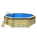 Piscine octogonale en bois Ø547xH111cm liner bleu Pool 3 Classic - Karibu