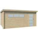 Garage Oregon 16,41m² en bois massif 28mm avec emboitement 3D + 2 portes et fenêtre – Gardenas