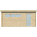 Garage Oregon 16,41m² en bois massif 28mm avec emboitement 3D + 2 portes et fenêtre – Gardenas