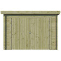 Garage Oregon 16,41m² en bois traité 28mm avec emboitement 3D + 2 portes et fenêtre – Gardenas