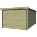 Garage Oregon 16,41m² en bois traité 28mm avec emboitement 3D + 2 portes et fenêtre – Gardenas
