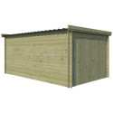 Garage Oregon 16,41m² en bois traité 28mm avec emboitement 3D + 2 portes et fenêtre – Gardenas