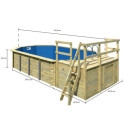 Piscine octogonale allongée en bois L700cm liner bleu terrasse L261,5cm Pool 5 Variante C - Karibu