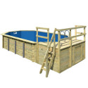 Piscine octogonale allongée en bois L700cm liner bleu terrasse L261,5cm Pool 5 Variante C - Karibu