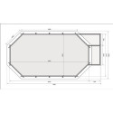 Piscine octogonale allongée en bois L700cm liner bleu terrasse L261,5cm Pool 5 Variante C - Karibu