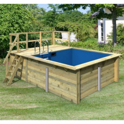 Piscine rectangulaire en bois 44mm Größe 1 avec une terrasse - Karibu
