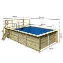 Piscine rectangulaire en bois 44mm Größe 2 avec une terrasse - Karibu