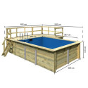 Piscine rectangulaire en bois 44mm Größe 2 avec deux terrasses - Karibu