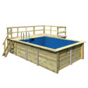 Piscine rectangulaire en bois 44mm Größe 2 avec deux terrasses - Karibu